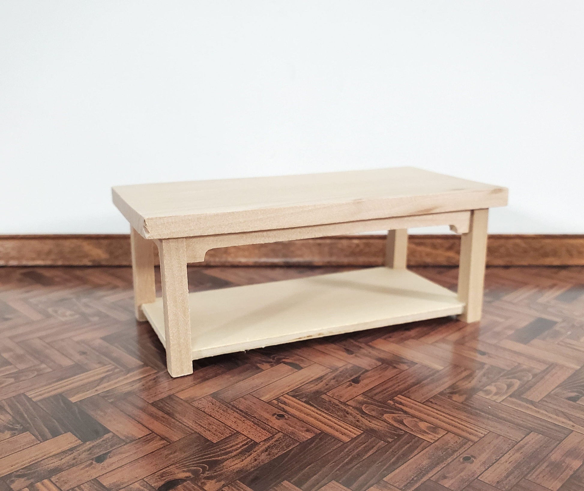 Dollhouse Coffee Table Unpainted Wood 1:12 Scale Miniature Living Room Furniture