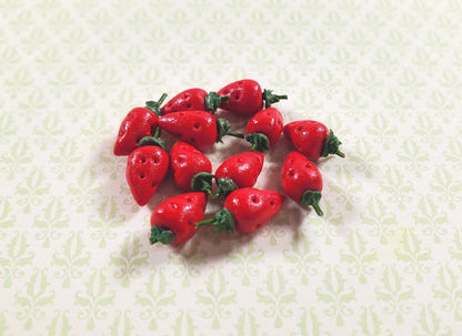 Dollhouse Strawberries Set of 12 1:12 Scale Miniature Fruit Food Kitchen Grocery