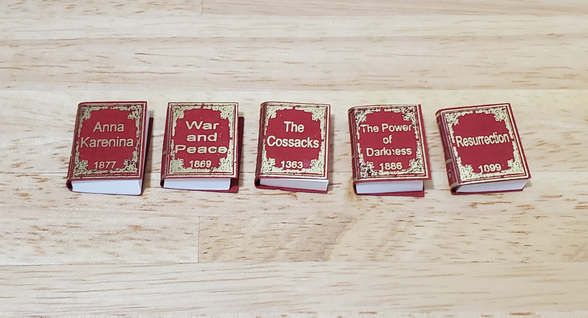 Dollhouse Books x5 Leo Tolstoy 1:12 Scale Miniatures (blank inside) Handmade