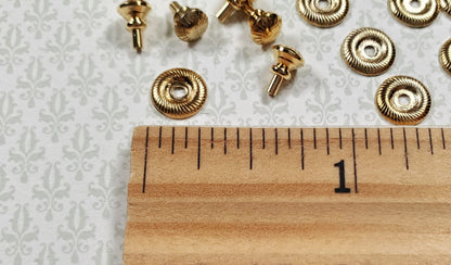 Dollhouse Victorian Door Knob or Drawer Pulls with Back Plate 8 pcs 1:12 Scale