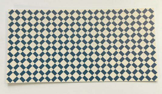 Dollhouse Miniature Tile Flooring Sheet Blue & Cream 1:12 Scale Break Off Pieces