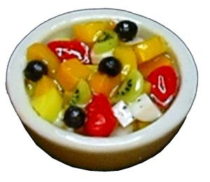 Dollhouse Fruit Salad in a White Round Bowl 1:12 Scale Miniature Food