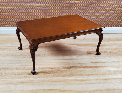 JBM Dollhouse Dining Table Queen Anne Style 1:12 Scale Furniture Walnut Finish