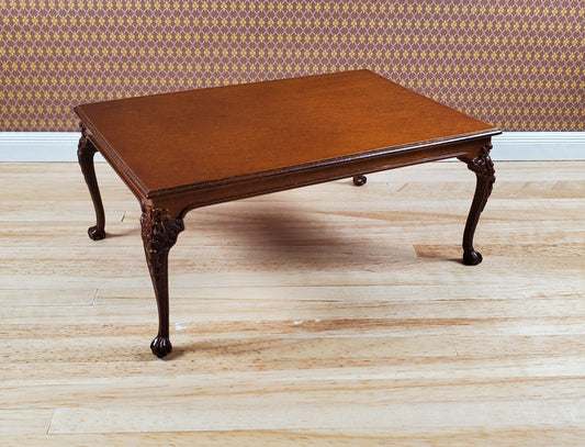JBM Dollhouse Dining Table Queen Anne Style 1:12 Scale Furniture Walnut Finish