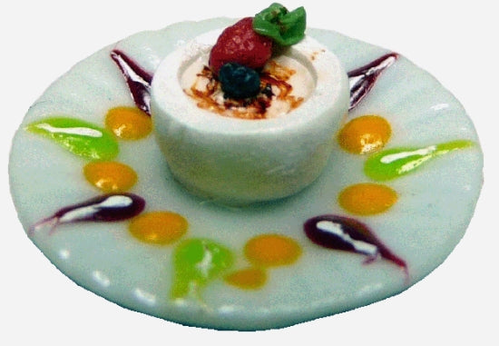Dollhouse Creme Brule on a White Plate 1:12 Scale Miniature Food