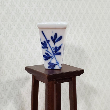 Dollhouse Blue & White Decorative Vase for Flowers Square 1:12 Scale Miniature