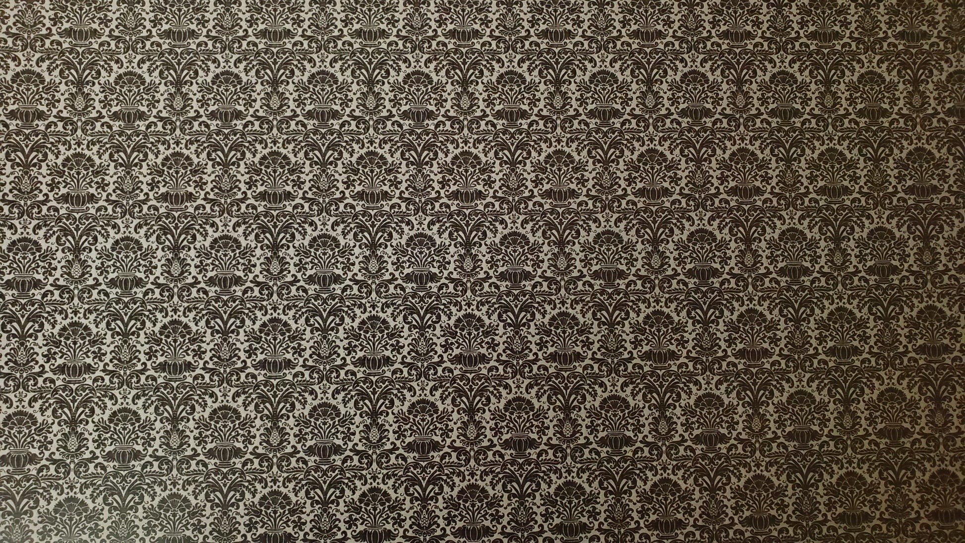 Dollhouse Wallpaper Damask Black on Gray Victorian 1:12 Itsy Bitsy Miniatures