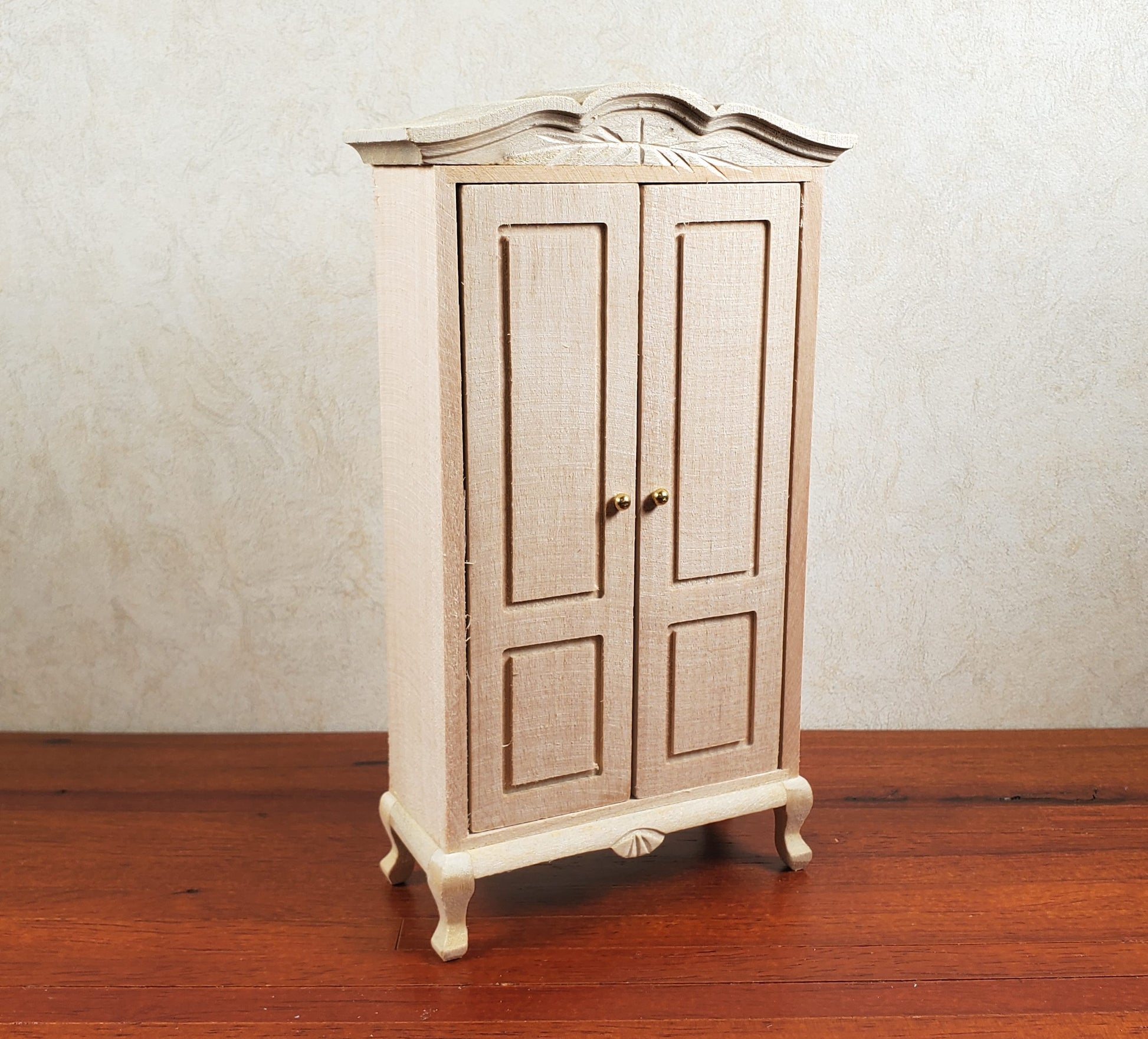 Dollhouse Wardrobe Tall Armoire Closet Wood Furniture 1:12 Scale Unpainted