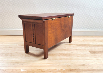 JBM Dollhouse Trunk Chest Tudor Gothic Style Walnut Finish 1:12 Scale Miniature