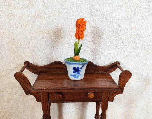 Dollhouse Potted Hyacinth Orange Flowering Plant in Ceramic Planter 1:12 Scale