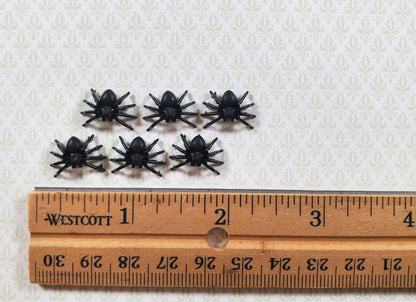 Dollhouse 1:6 Scale Black Spiders Halloween Set of 6 Miniatures
