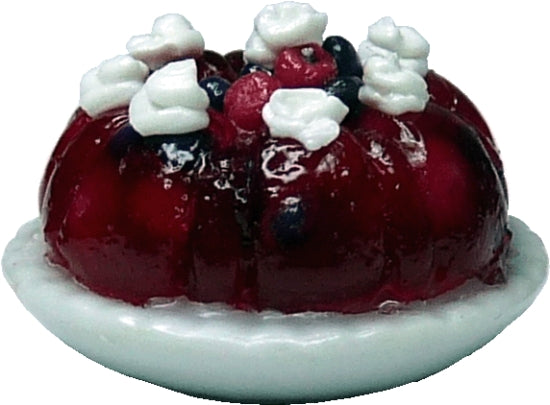 Dollhouse Gelatin Mold Dessert with Fruit on a Plate 1:12 Scale Miniature Food