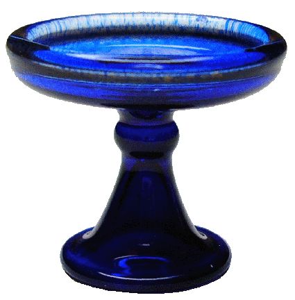 Dollhouse Blue Glass Pedestal Bowl 1:12 Scale Miniature Kitchen