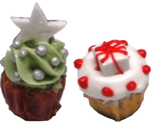 Dollhouse Christmas Cupcakes Set of 2 1:12 Scale Miniature Food