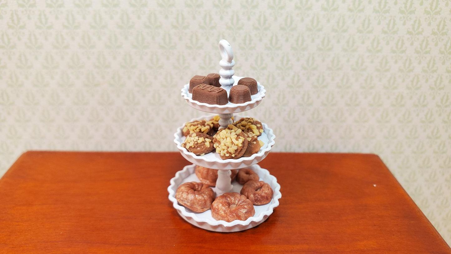 Dollhouse 3-Tier Serving Stand White Metal 1:12 Scale Miniature