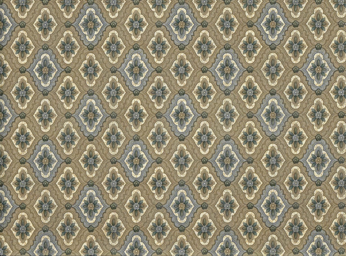 Dollhouse Wallpaper Floral Medallion Beige 3 Sheets 1:12 Scale Miniature