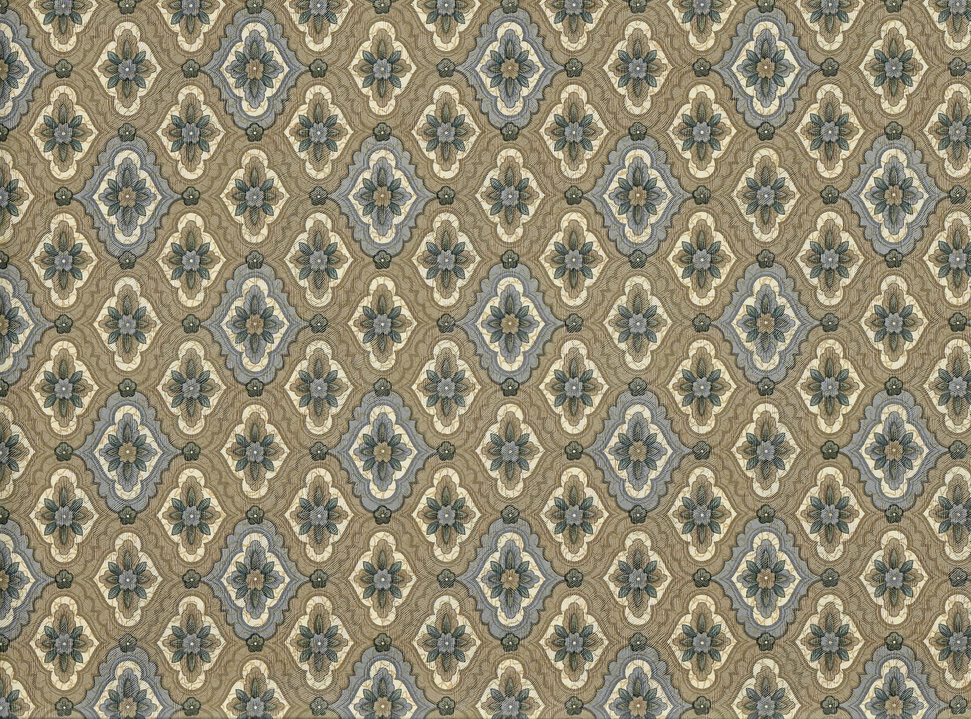 Dollhouse Wallpaper Floral Medallion Beige 3 Sheets 1:12 Scale Miniature