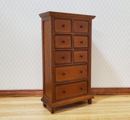 JBM Dollhouse Tall Dresser Country Style Walnut Finish 1:12 Scale Furniture