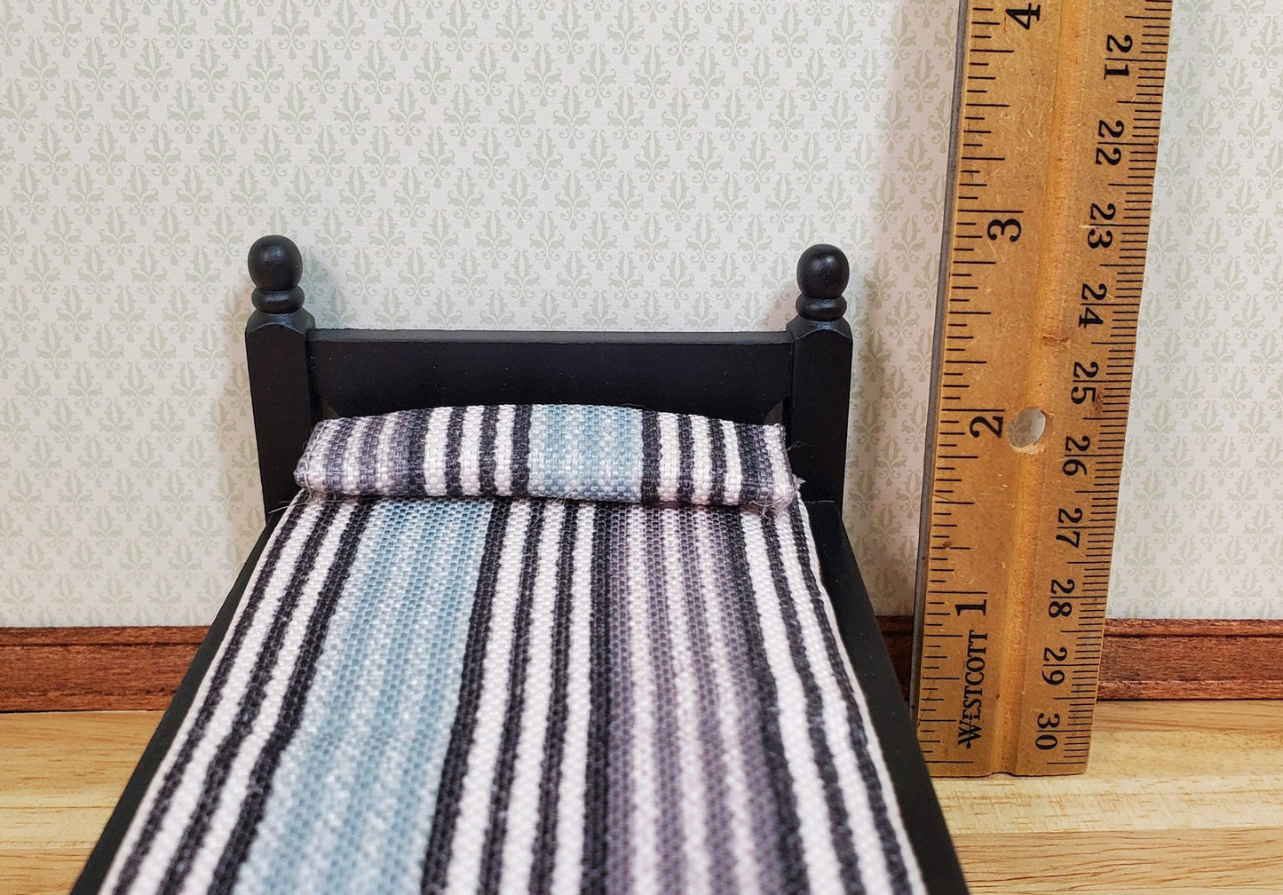 Dollhouse Small Child's Bed Black 1:12 Scale Miniature Furniture Wood