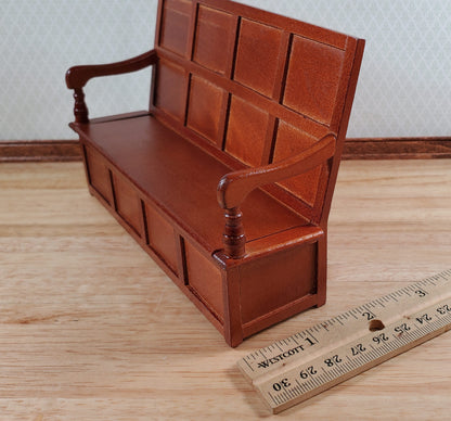 Dollhouse Settle Bench with High Back and Opening Seat 1:12 Scale Furniture