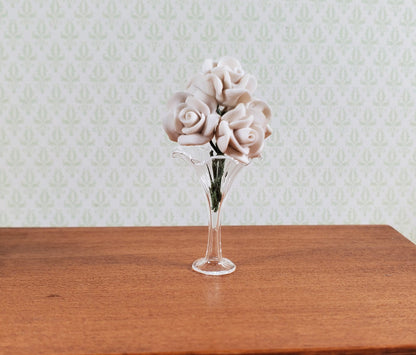 Dollhouse Clear Glass Floral Vase Tall Slim 1:12 Scale Miniature Decoration