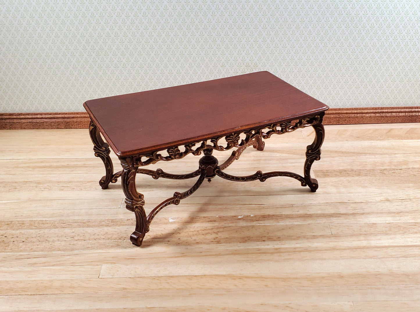 Dollhouse Grand Dining Table by Hansson 1:12 Scale Miniature Walnut Finish