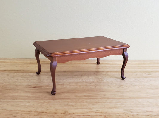 Dollhouse Miniature Dining Room Table Medium Walnut Finish 1:12 Scale Furniture