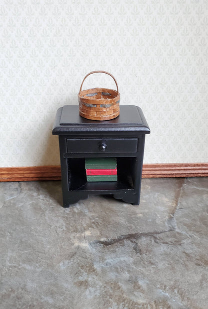 Dollhouse Miniature Nightstand Side Table Black w/ Drawer 1:12 Scale Furniture