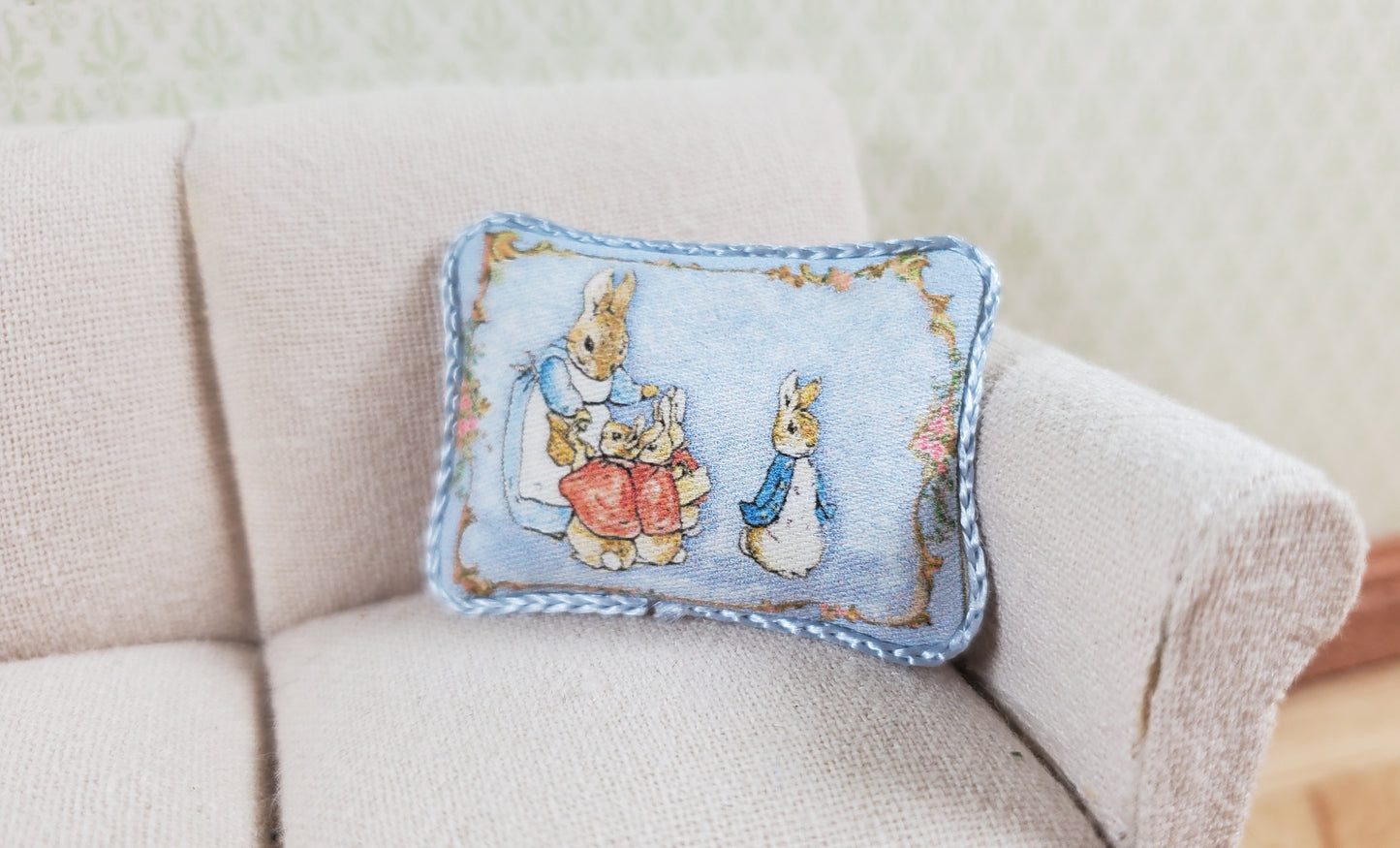 Dollhouse Pillow Peter Rabbit Beatrix Potter Handmade 1:12 Scale Miniature