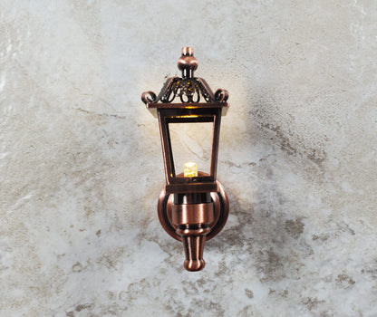 Dollhouse Carriage Light Lantern Bronze Wand Operated Battery 1:12 Scale Coach