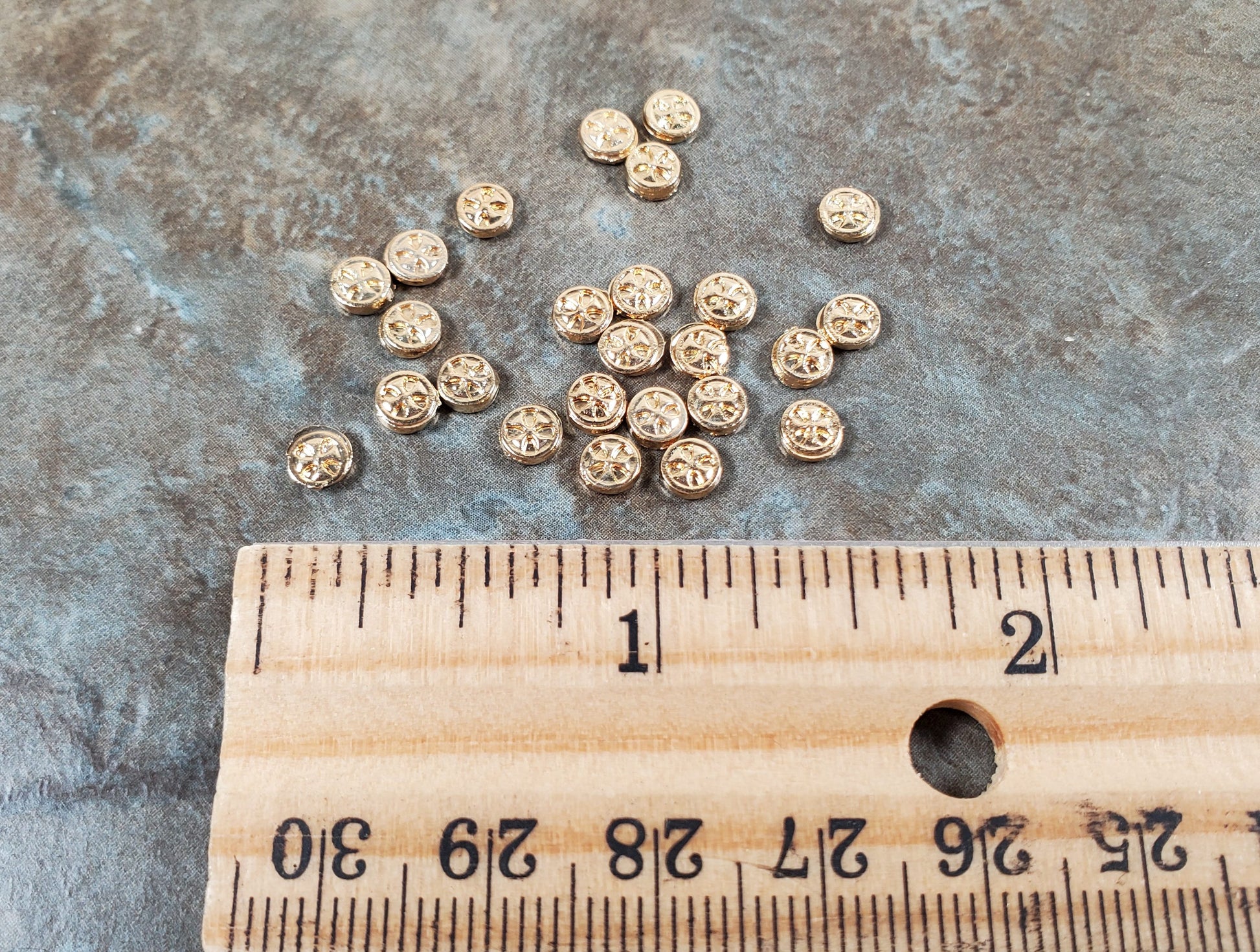 Miniature Dubloon Gold Coins Metal Treasure Prop 3mm approx. 25 pcs
