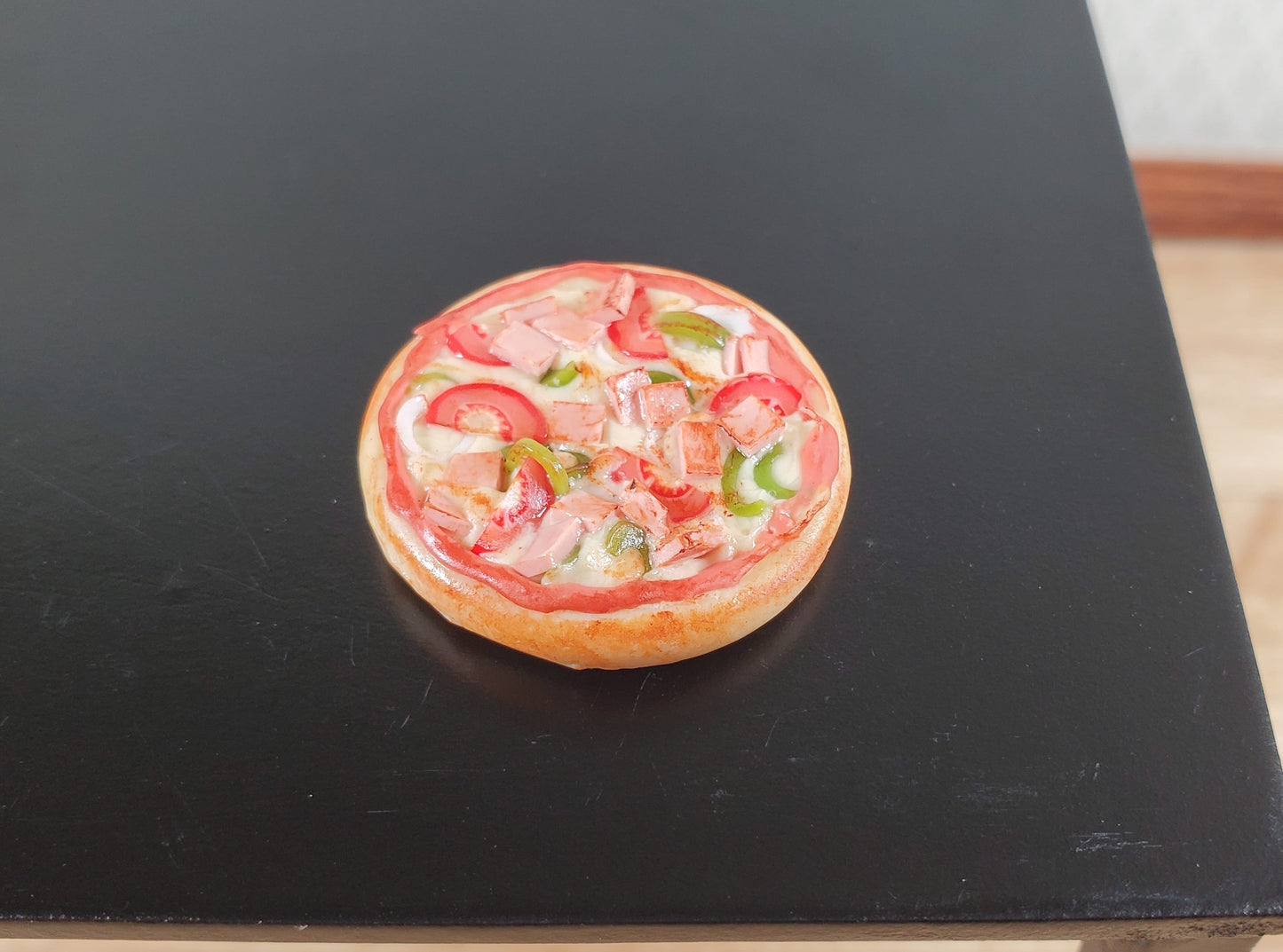 Dollhouse Pizza Canadian Bacon with Veggies 1:12 Scale Miniature Food