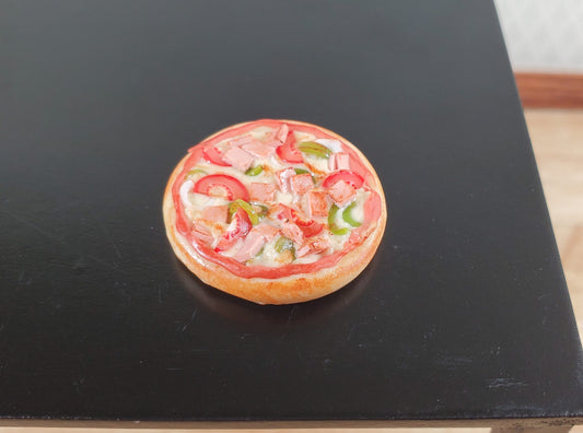 Dollhouse Pizza Canadian Bacon with Veggies 1:12 Scale Miniature Food