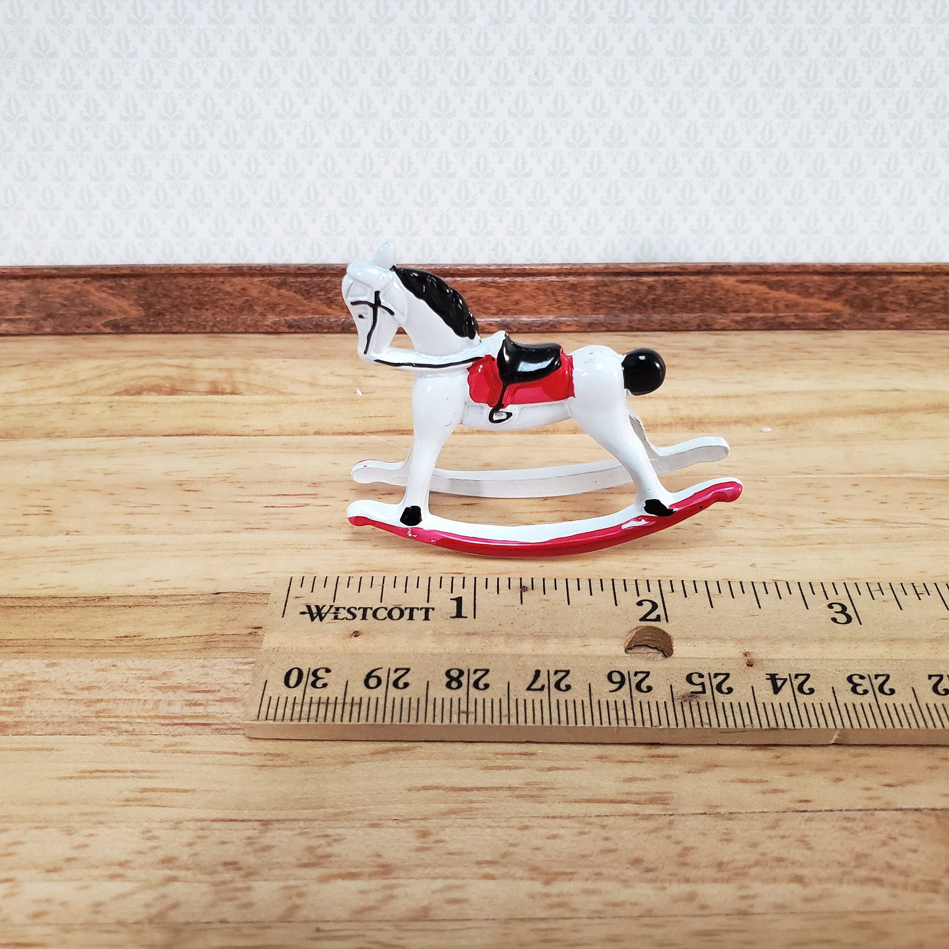 Dollhouse Rocking Horse Small Metal Toy for Nursery or Kids Bedroom