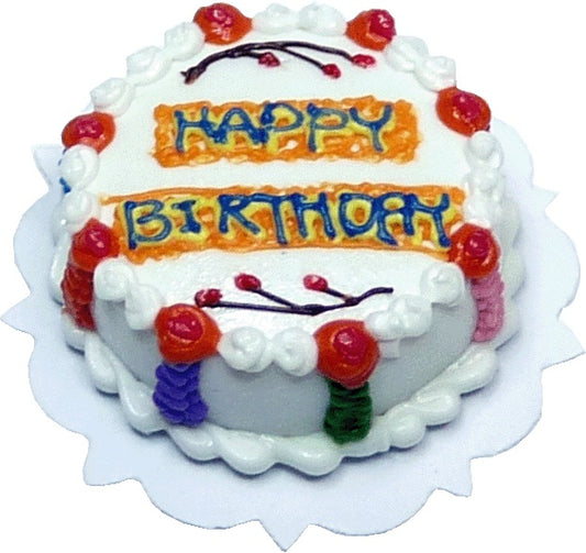 Dollhouse Happy Birthday Cake 1:12 Scale Miniature Dessert Food