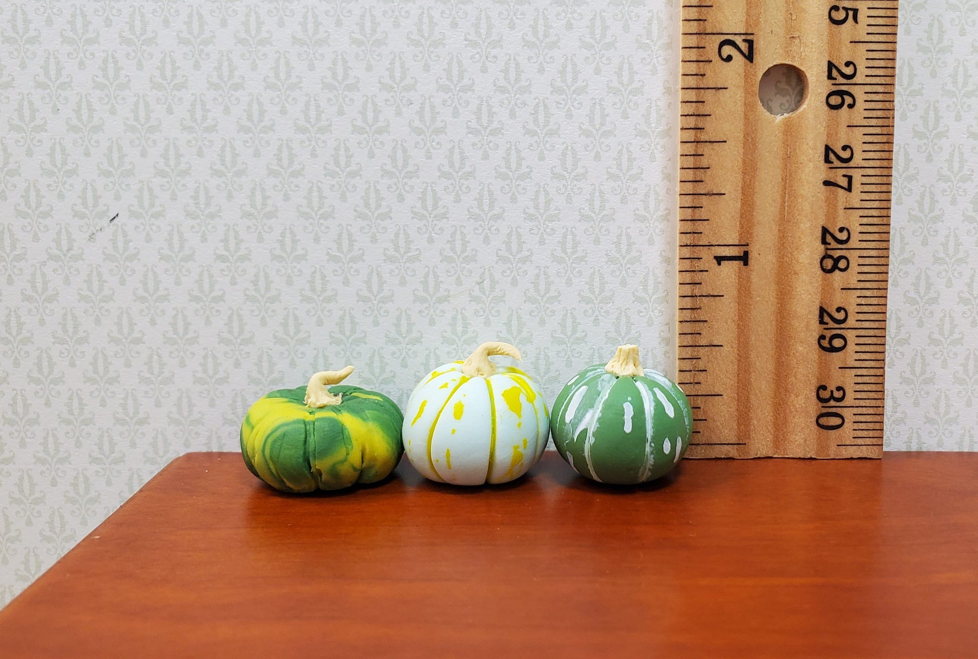Dollhouse Green Gourds Set of 3 1:12 Scale Miniature Food Kitchen Fall Grocery