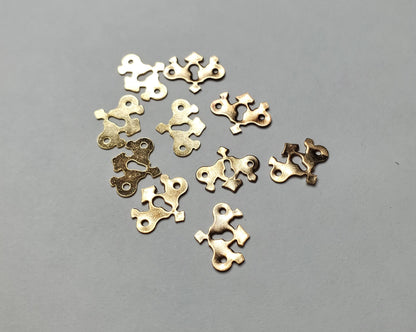 Dollhouse Miniature Key Plate x10 Gold Plated Brass 1:12 Scale Chippendale Style