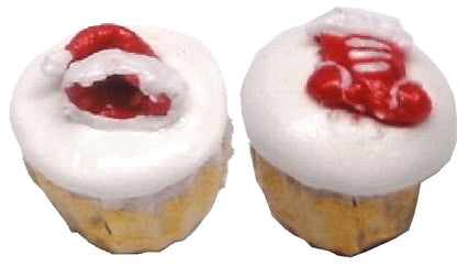 Dollhouse Christmas Cupcakes Set of 2 1:12 Scale Miniature Food