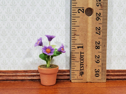 Dollhouse Potted Flowers Purple Daisy Plant 1:12 Scale Houseplant Garden in Terra Cotta Pot