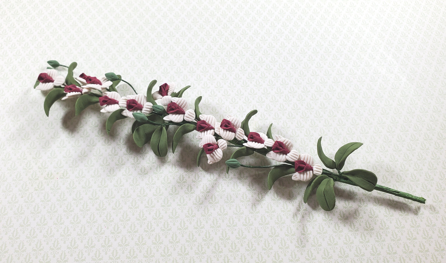 Dollhouse White and Red Flower Vine 1:12 Scale Miniature Garden Plants Flowers