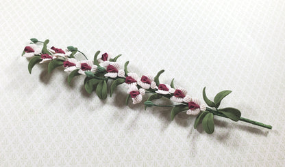 Dollhouse White and Red Flower Vine 1:12 Scale Miniature Garden Plants Flowers