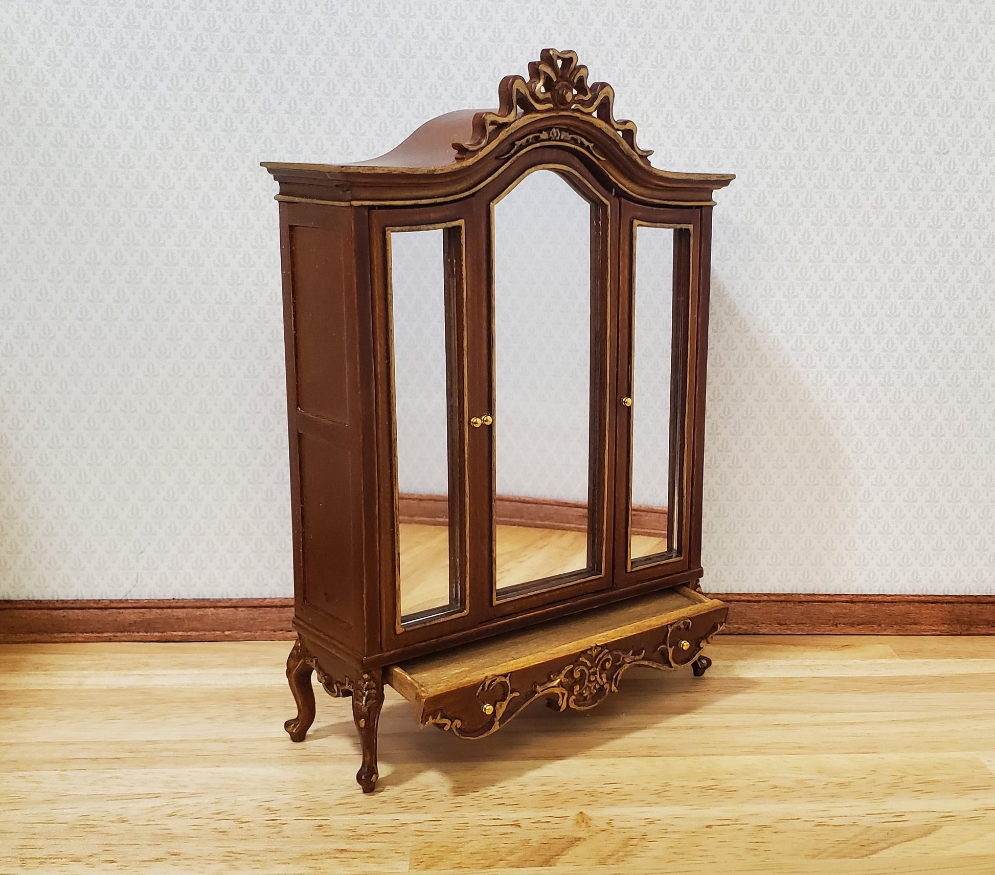 JBM Dollhouse Wardrobe Mirrored Closet Victorian Style 1:12 Scale Furniture