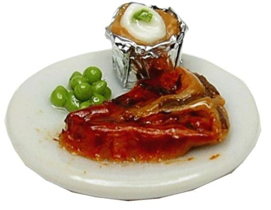 Dollhouse HALF SCALE T-bone Steak Dinner 1:24 Miniature Food