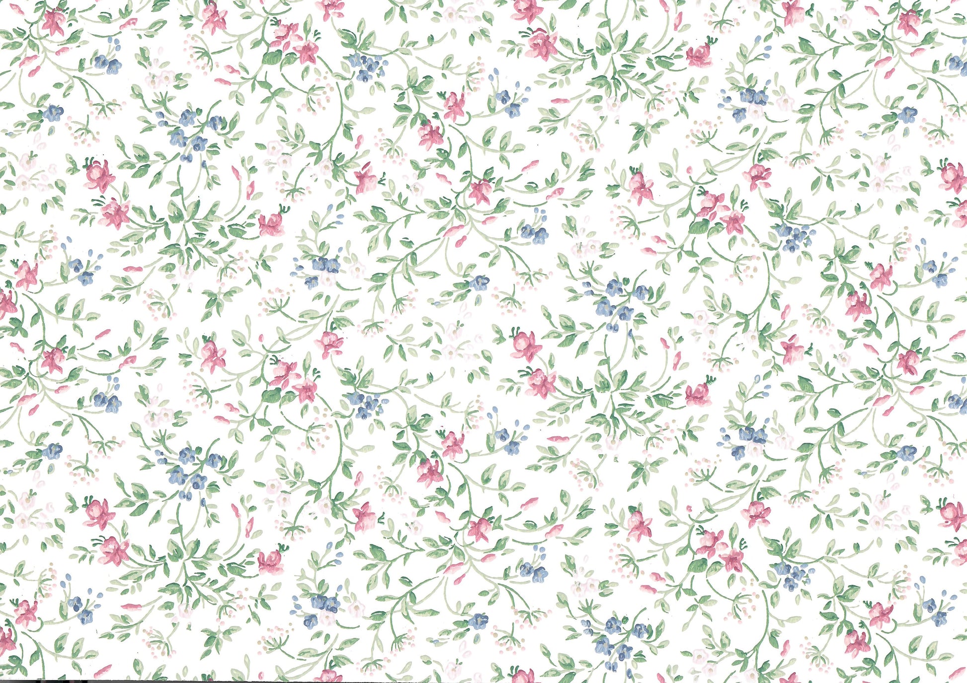 Dollhouse Wallpaper Crimson Violet Garden Spray 3 Sheets 1:12 Scale Miniature