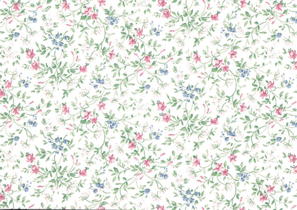 Dollhouse Wallpaper Crimson Violet Garden Spray 3 Sheets 1:12 Scale Miniature