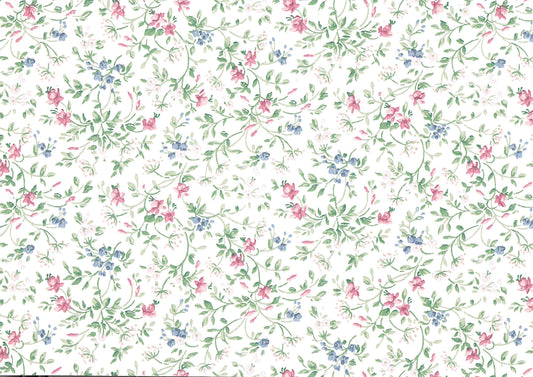 Dollhouse Wallpaper Crimson Violet Garden Spray 3 Sheets 1:12 Scale Miniature