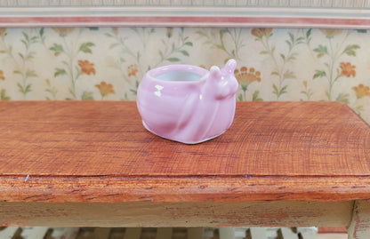 Dollhouse Snail Planter Pink Ceramic 1:12 Scale Miniature Garden Pot for Plants