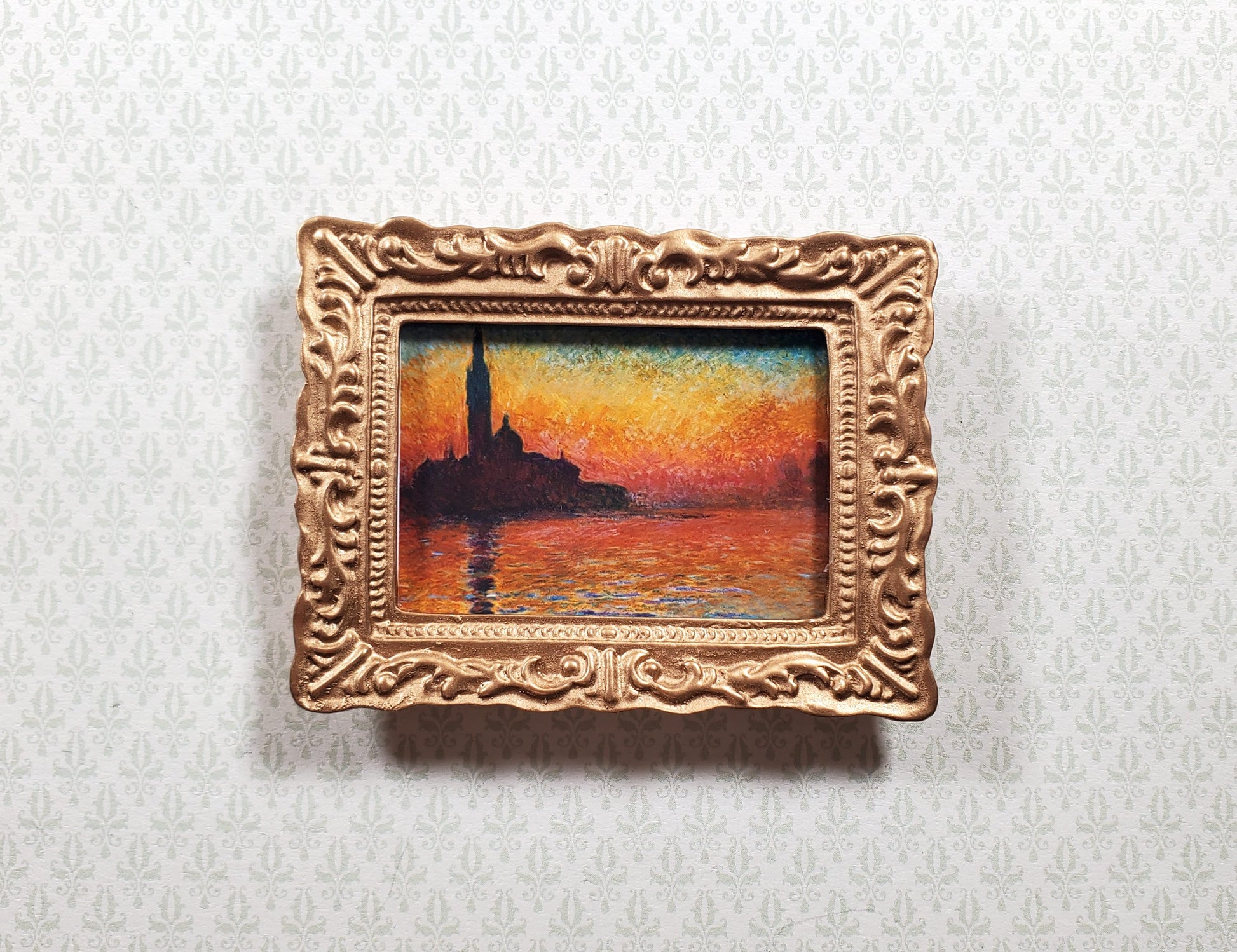 Miniature Framed Print Claude Monet Sunset in Venice 1:12 Scale Dollhouse