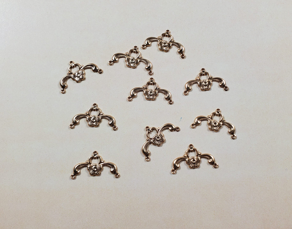 Dollhouse Furniture Applique Scroll Ornament Gold Brass Metal Findings 1:12