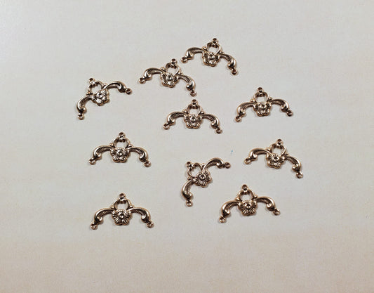 Dollhouse Furniture Applique Scroll Ornament Gold Brass Metal Findings 1:12